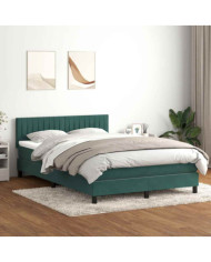 Sommier à lattes de lit et matelas vert foncé 140x210cm velours | Mobilier & Déco
