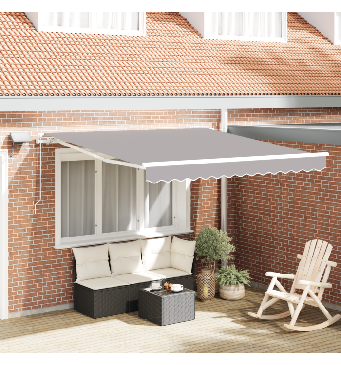Auvent manuel rétractable avec lumière LED gris clair 350x250 cm | Mobilier & Déco