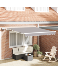 Auvent manuel rétractable avec lumière LED gris clair 350x250 cm | Mobilier & Déco