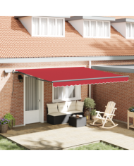Auvent manuel rétractable avec LED rouge 400x300 cm | Mobilier & Déco