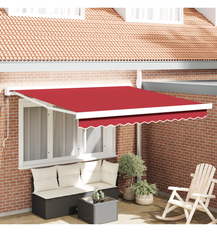 Auvent rétractable automatique rouge 300x250 cm, Tissu de remplacement auvent pour cadre 3x2,5 m rouge | Mobilier & Déco