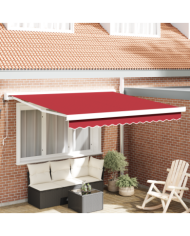Auvent rétractable automatique rouge 300x250 cm, Tissu de remplacement auvent pour cadre 3x2,5 m rouge | Mobilier & Déco