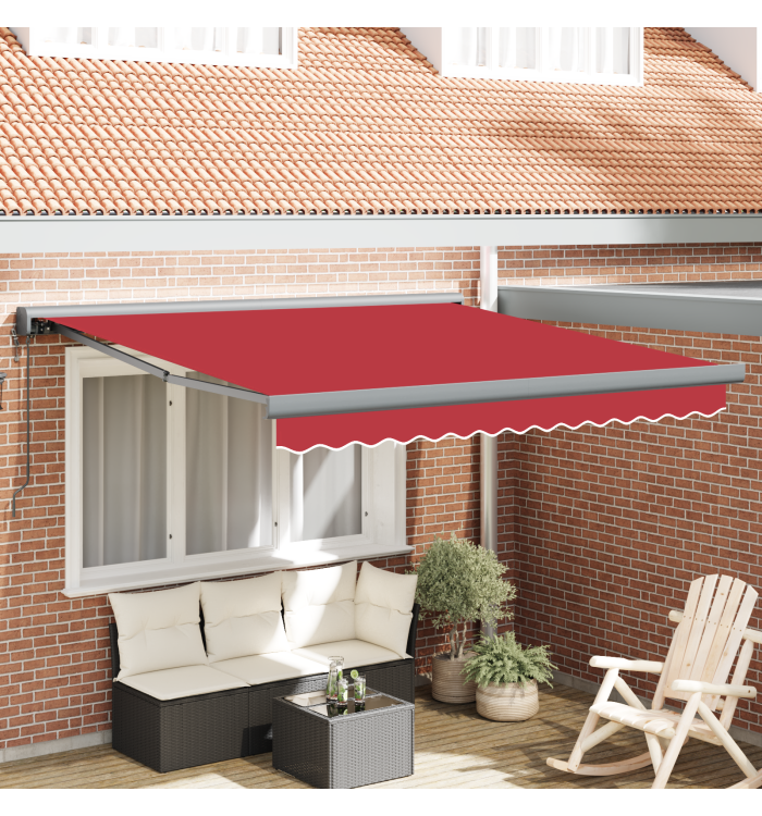 Store rétractable automatique rouge 300x250 cm | Mobilier & Déco