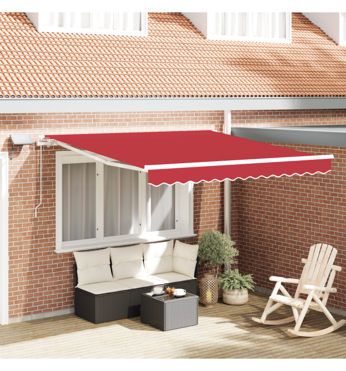 Store rétractable manuel avec LED Rouge 300x250 cm, Tissu de remplacement pour store 3x2.5 m Rouge | Mobilier & Déco