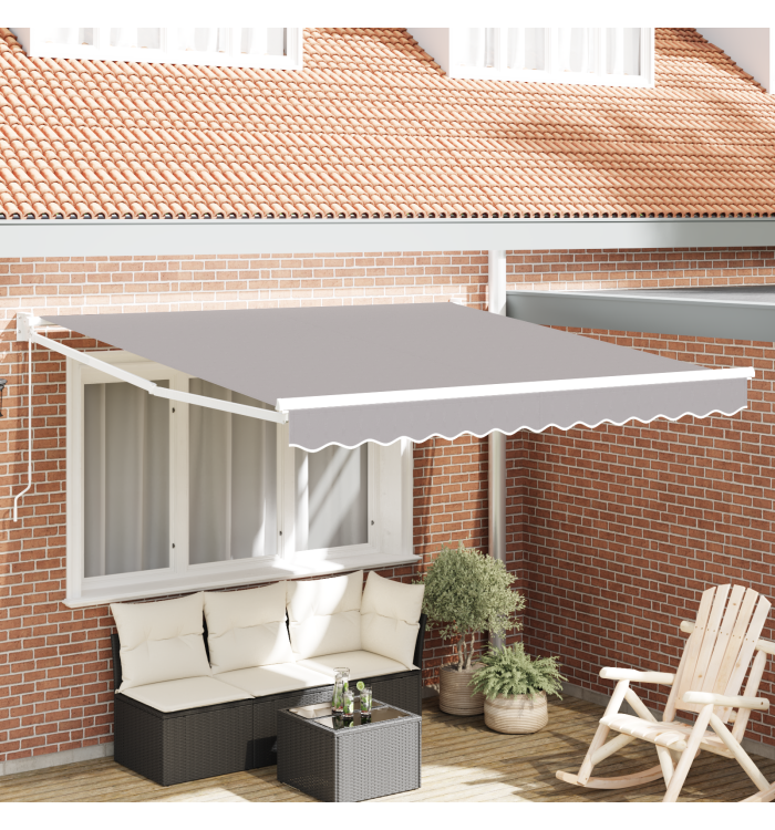 Store Rétractable Manuel Gris 350x250 cm, Tissu de Remplacement pour Store 3.5x2.5 m Cadre Gris Clair | Mobilier & Déco