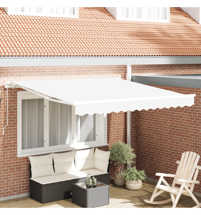 Auvent rétractable manuel Blanc 350x250 cm, Tissu de remplacement pour auvent pour cadre 3,5x2,5 m Blanc | Mobilier & Déco