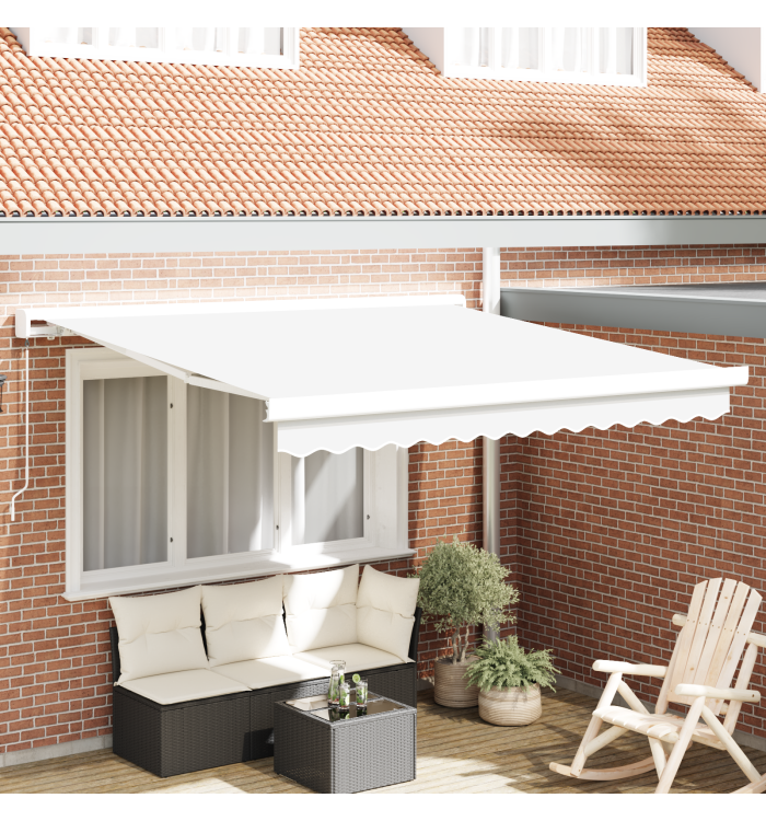 Auvent Rétractable Manuel Blanc 350x250 cm | Mobilier & Déco