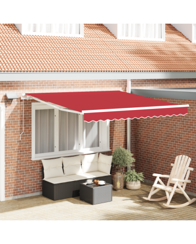 Auvent manuel rétractable avec LED Rouge 350x250 cm, Tissu de remplacement pour auvent 3.5x2.5 m Rouge | Mobilier & Déco
