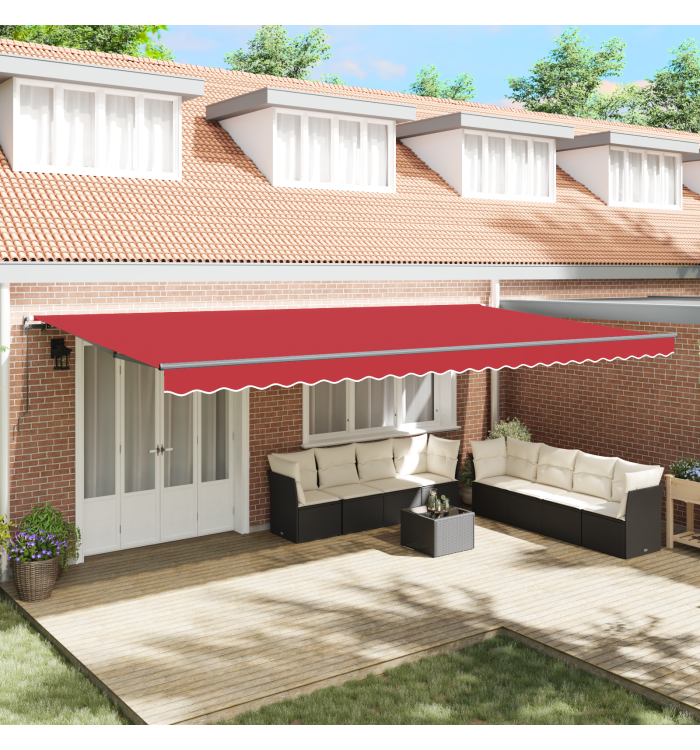 Store rétractable manuel rouge 600x350 cm, Tissu de remplacement pour store pour cadre de 6x3,5 m rouge | Mobilier & Déco