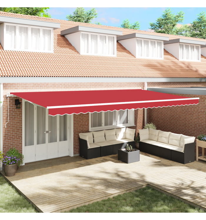 Store rétractable automatique rouge 600x350 cm, Tissu de remplacement pour store pour cadre de 6x3.5 m rouge | Mobilier & Déco