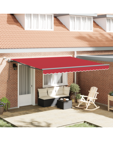Store rétractable automatique avec LED Rouge 400x350 cm, Tissu de remplacement pour store 4x3.5 m Rouge | Mobilier & Déco