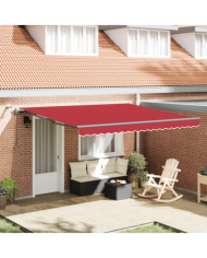 Store rétractable automatique avec LED Rouge 400x350 cm, Tissu de remplacement pour store 4x3.5 m Rouge | Mobilier & Déco