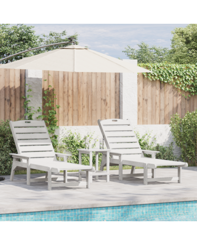 Chaises longues 2 pcs blanches 162x53x98.5 cm HDPE | Mobilier & Déco