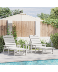Chaises longues 2 pcs blanches 162x53x98.5 cm HDPE | Mobilier & Déco