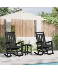 Chaises Berçantes de Jardin 2 pcs Noir 70x92x107.5 cm HDPE, Chaise Berçante de Jardin Noir 70x92x108 cm HDPE | Mobilier & Déco