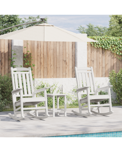 Chaises Berçantes 2 pcs Blanches 70x92x107.5 cm HDPE, Chaise Berçante Blanche 70x92x108 cm HDPE | Mobilier & Déco