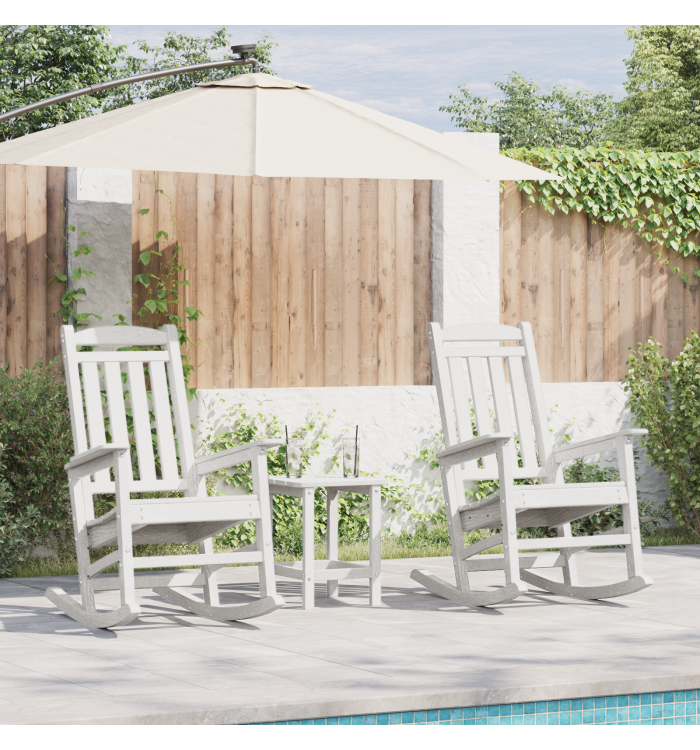 Chaises Berçantes 2 pcs Blanches 70x92x107.5 cm HDPE, Chaise Berçante Blanche 70x92x108 cm HDPE | Mobilier & Déco