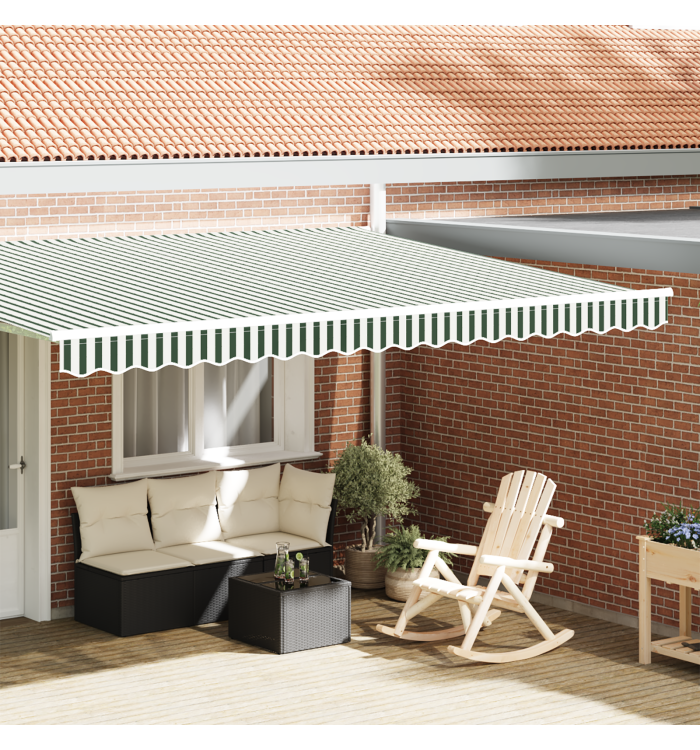 Valance d'auvent pour cadre de 4,5 m Vert et blanc 4,3x0,2 m | Mobilier & Déco