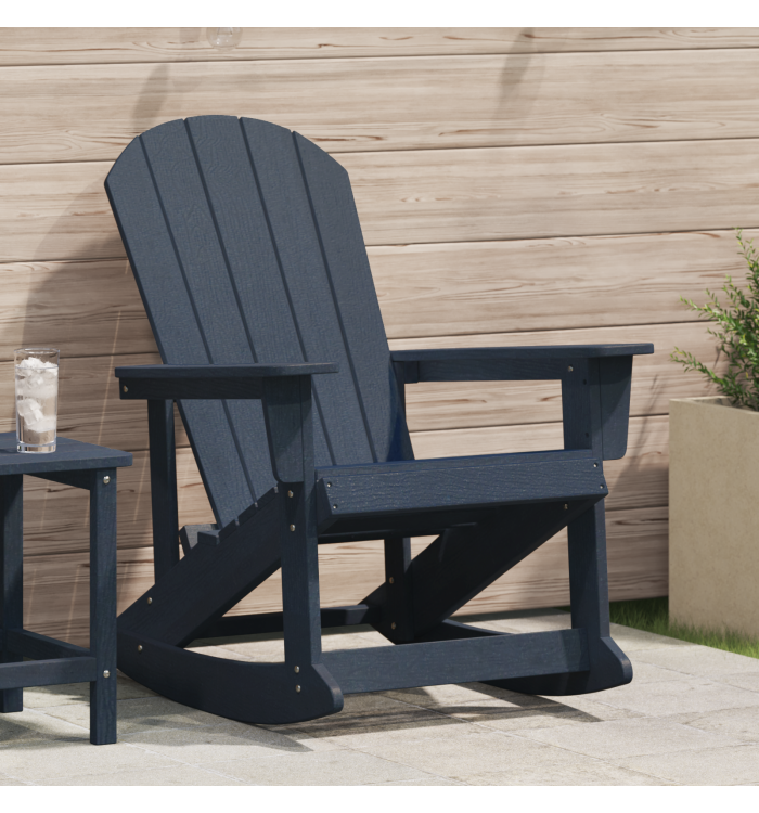 Bergère à Bascule Adirondack Bleu Marine 73.5x92x90 cm HDPE | Mobilier & Déco