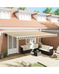 Store rétractable manuel Vert et Jaune 500x350 cm, Tissu de remplacement pour store pour cadre de 5x3.5m Vert et Jaune | Mobil