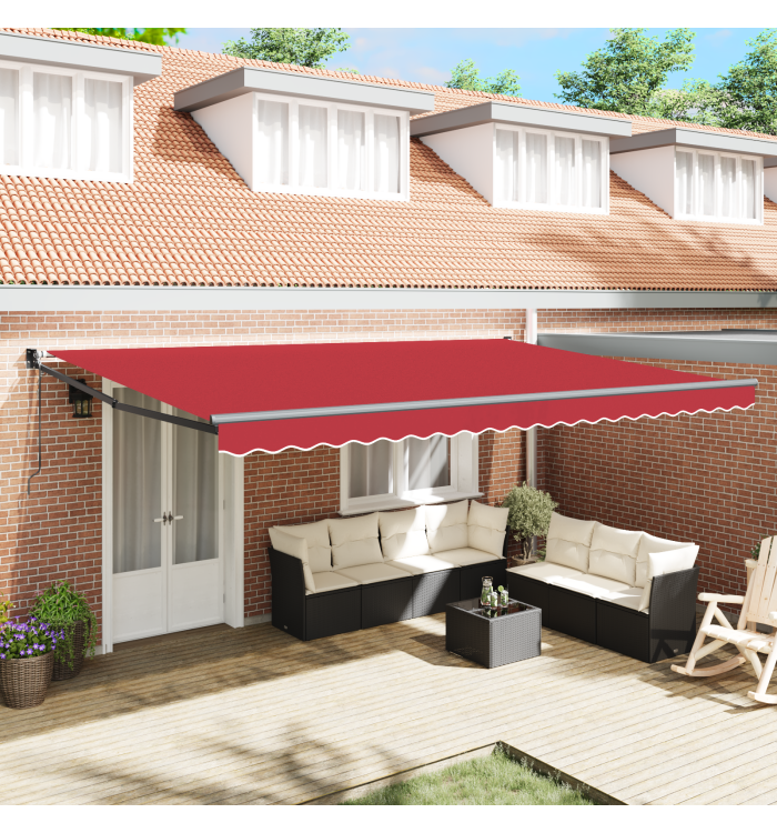 Store rétractable automatique Rouge 500x300 cm, Tissu de remplacement pour store pour cadre de 5x3 m Rouge | Mobilier & Déco