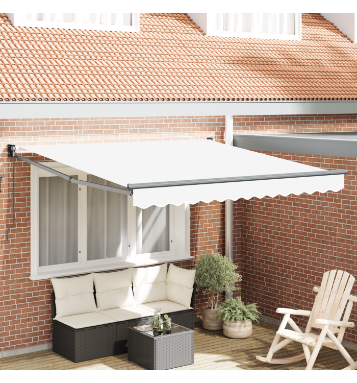 Store rétractable manuel Blanc 300x250 cm, Tissu de remplacement pour store pour cadre de 3x2,5 m Blanc | Mobilier & Déco