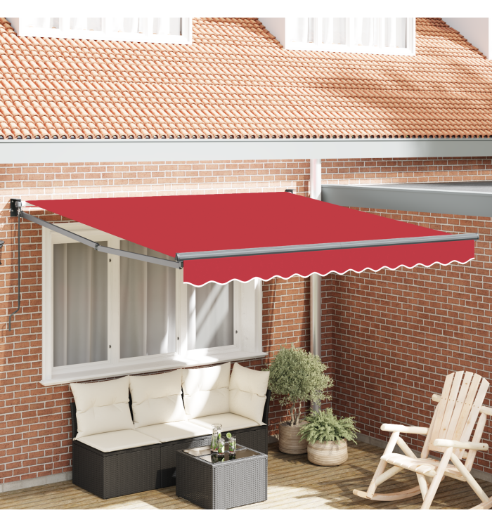 Auvent Manuel Rétractable Rouge 350x250 cm, Tissu de Remplacement pour Auvent pour Cadre de 3,5x2,5 m Rouge | Mobilier & Déco