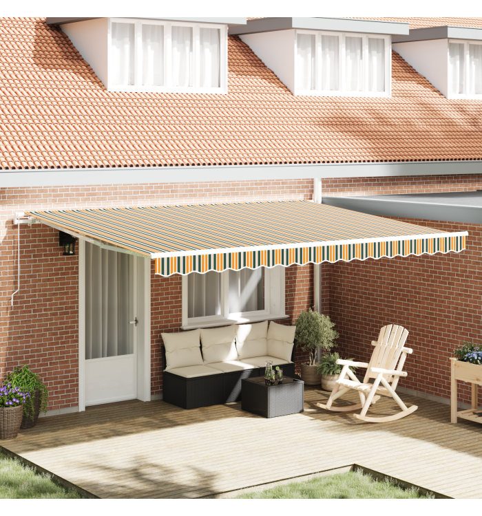 Tissu de remplacement pour auvent 4,5x3,5 m vert et jaune | Mobilier & Déco
