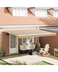 Tissu de remplacement pour auvent 4,5x3,5 m vert et jaune | Mobilier & Déco