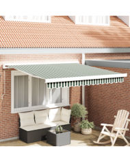 Auvent Manuel Rétractable Vert et Blanc 300x250 cm, Tissu de Remplacement pour Auvent pour Cadre 3x2.5 m Vert et Blanc | Mobili