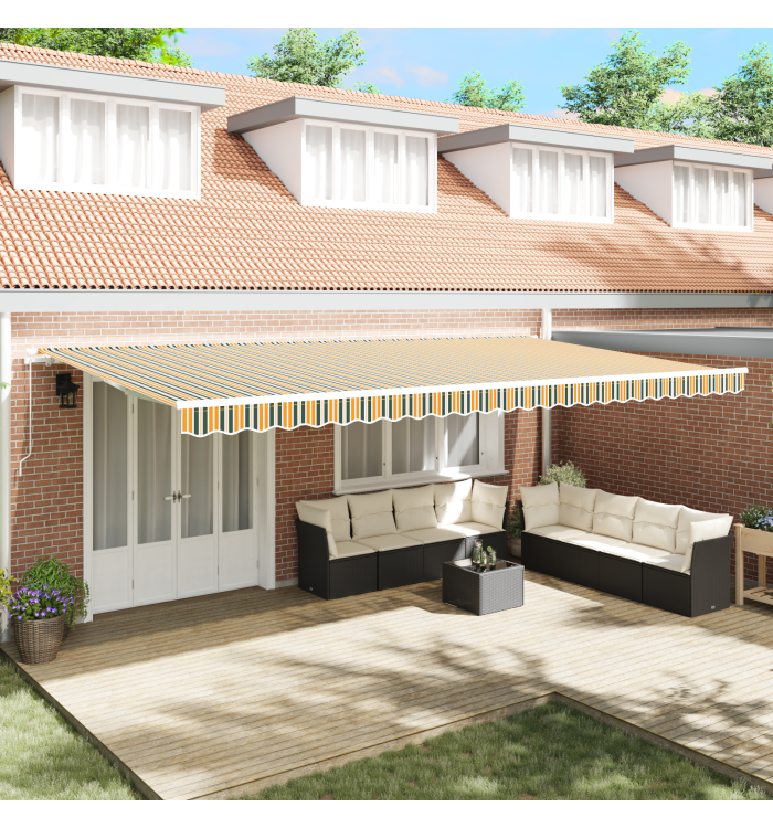 Tissu de Remplacement pour Auvent pour Cadre de 6x3.5 m Vert et Jaune | Mobilier & Déco