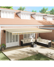 Tissu de Remplacement pour Auvent pour Cadre de 6x3.5 m Vert et Jaune | Mobilier & Déco