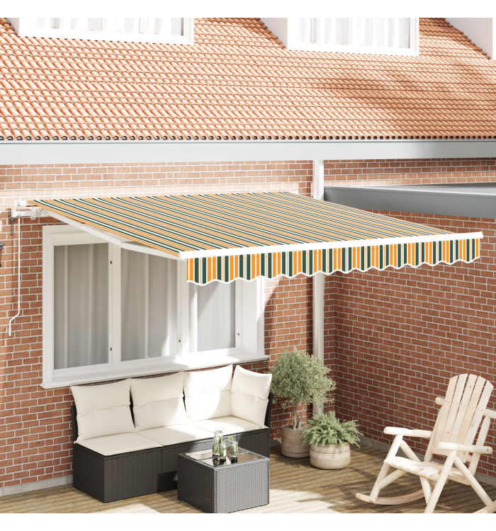 Auvent rétractable automatique Vert et Jaune 300x250 cm, Tissu de remplacement pour auvent cadre 3x2,5 m Vert et Jaune | Mobil