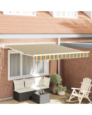 Auvent rétractable Jaune et Vert 350x250 cm, Tissu de rechange pour auvent 3.5x2.5 m Jaune et Vert | Mobilier & Déco