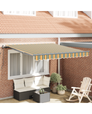 Store Rétractable Manuel Vert et Jaune 350x250 cm, Tissu de Remplacement pour Store pour Cadre de 3.5x2.5 m Vert et Jaune | Mob