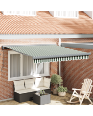 Auvent Rétractable Manuel Vert et Blanc 350x250 cm, Tissu de remplacement pour auvent de cadre 3.5x2.5 m Vert et Blanc | Mobili