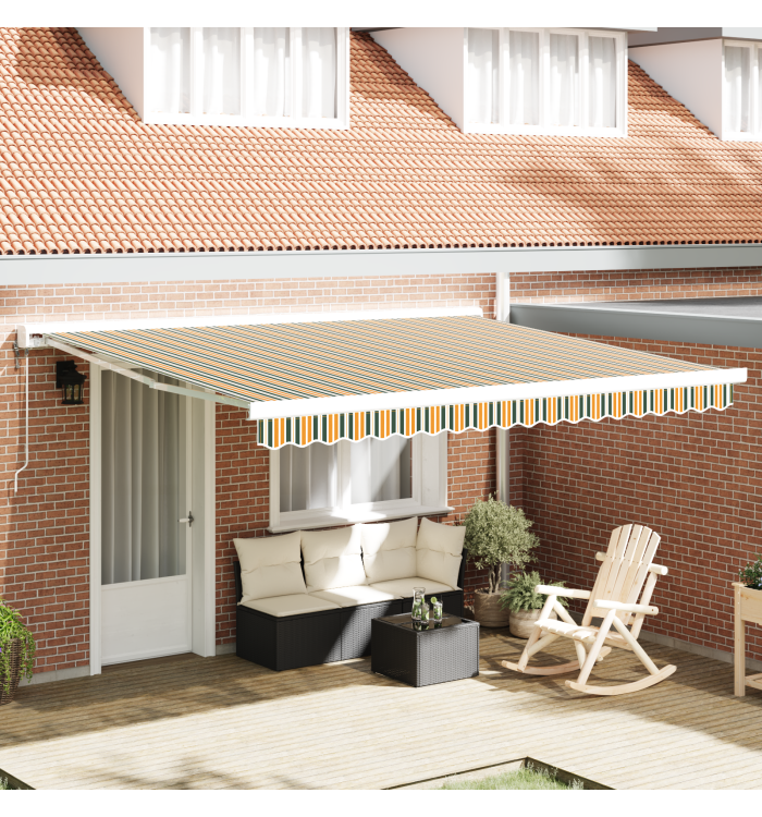 Tissu de remplacement pour auvent pour cadre 4x3.5 m Vert et Jaune | Mobilier & Déco