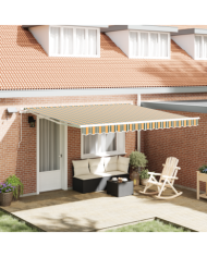 Store rétractable manuel avec LED vert et jaune 400x350 cm, Tissu de remplacement pour store de 4x3.5 m cadre vert et jaune | 