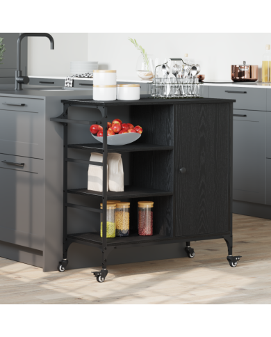 Chariot de cuisine Chêne noir 87,5x38,5x84,5 cm Bois d'ingénierie | Mobilier & Déco