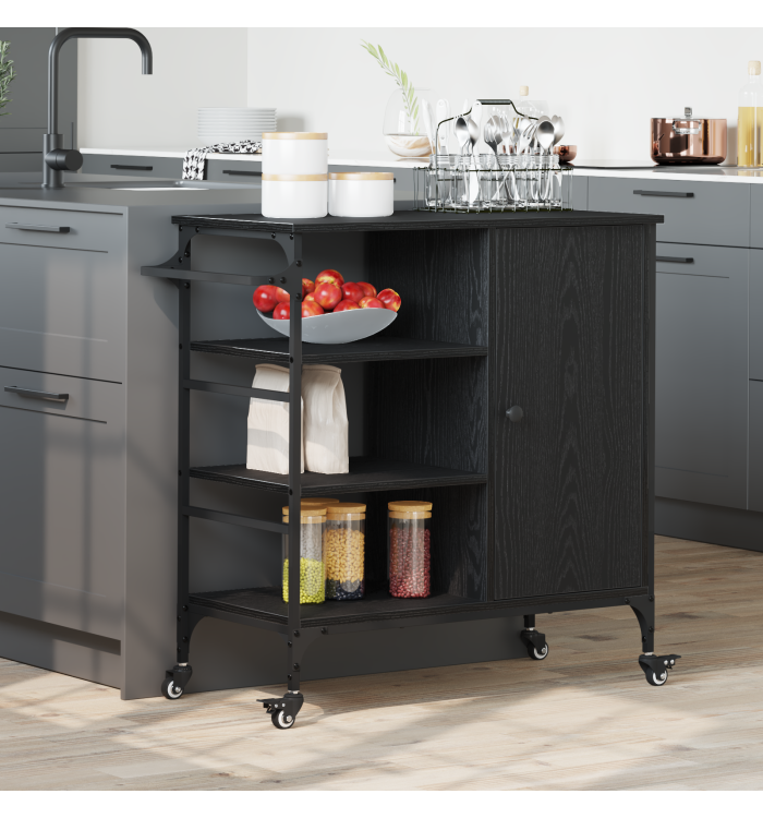 Chariot de cuisine Chêne noir 87,5x38,5x84,5 cm Bois d'ingénierie | Mobilier & Déco