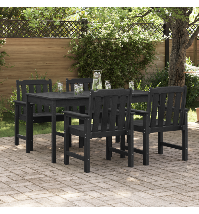 Chaises de jardin 4 pcs Noir 65,5x55,5x88 cm HDPE, Chaises de jardin 2 pcs Noir HDPE | Mobilier & Déco