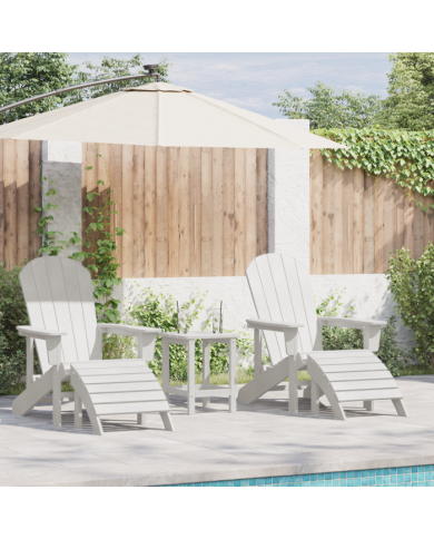 Ensemble de Salon de Jardin 3 Pièces HDPE Blanc | Mobilier & Déco