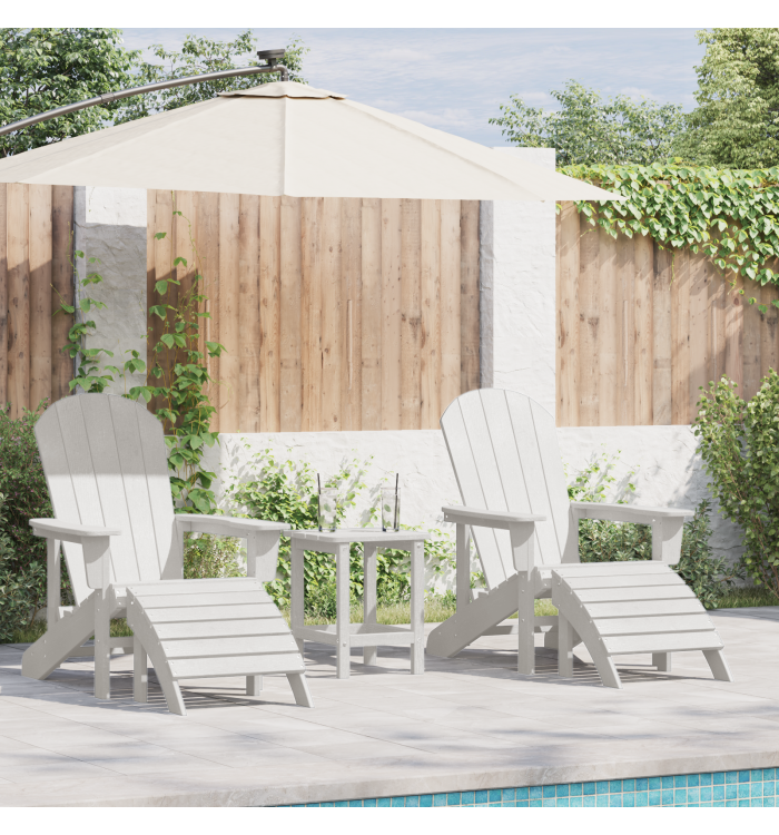 Ensemble de Salon de Jardin 3 Pièces HDPE Blanc | Mobilier & Déco