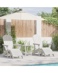 Ensemble de Salon de Jardin 3 Pièces HDPE Blanc | Mobilier & Déco