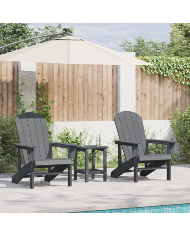 Ensemble de salon de jardin 3 pièces gris clair HDPE | Mobilier & Déco