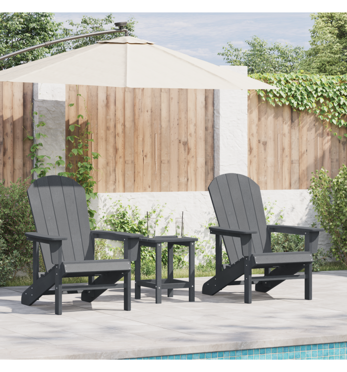 Ensemble de salon de jardin 3 pièces gris clair HDPE | Mobilier & Déco
