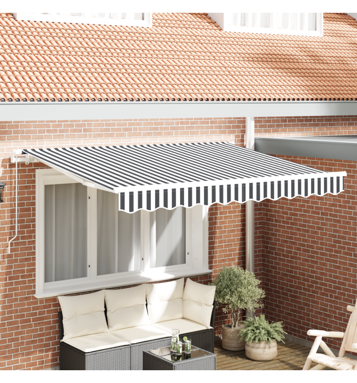 Tissu de Remplacement d'Auvent pour Cadre 3x2 m Anthracite et Blanc | Mobilier & Déco
