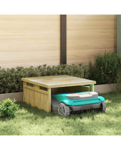 Garage de Tondeuse Robotique 70x80x38 cm Bois de Pin Imprégné | Mobilier & Déco