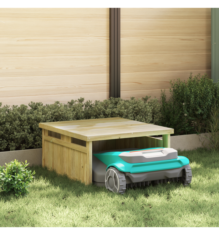Garage de Tondeuse Robotique 70x80x38 cm Bois de Pin Imprégné | Mobilier & Déco