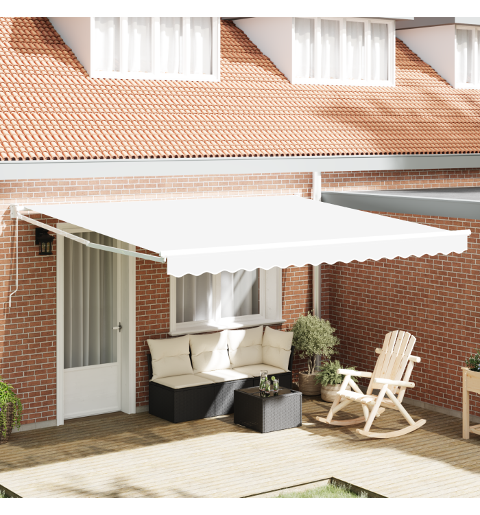 Store Rétractable Manuel Blanc 400x300 cm, Tissu de Remplacement pour Store 4x3 m Blanc | Mobilier & Déco